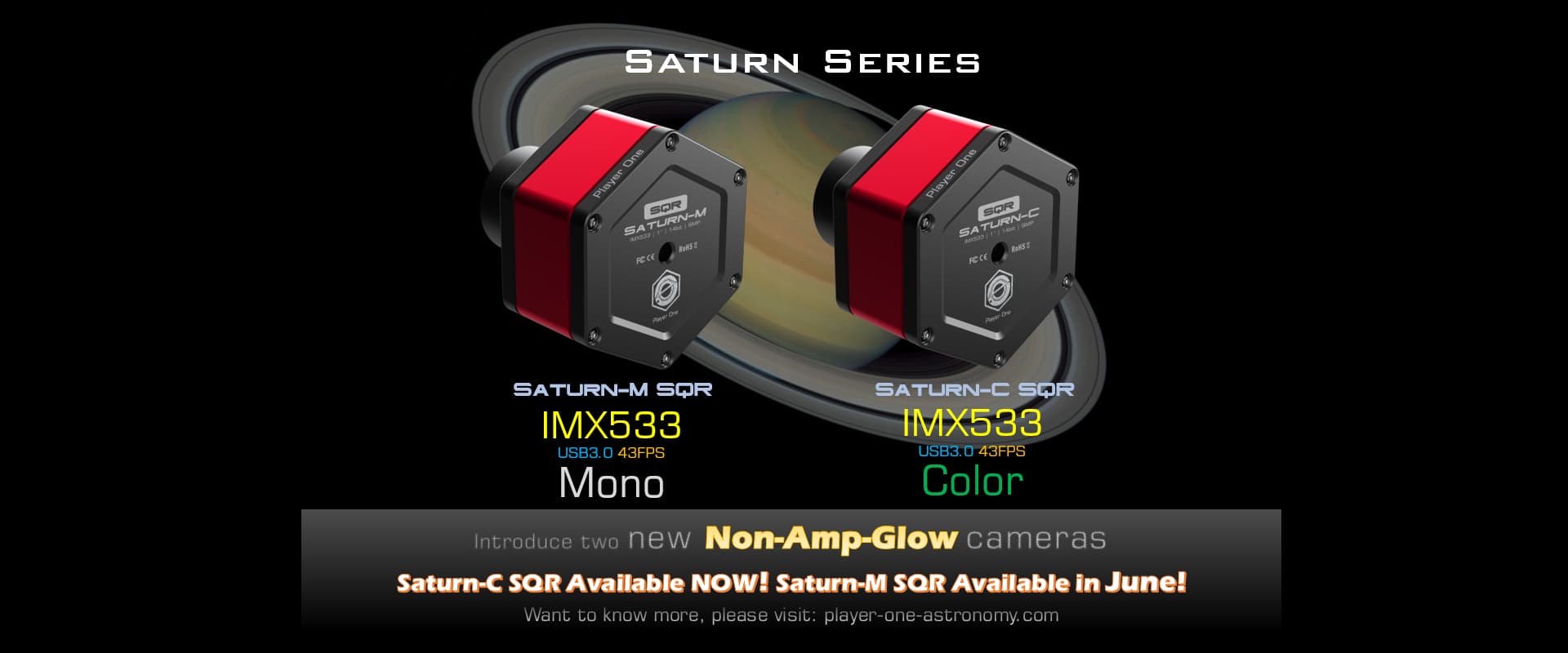 Player One release Saturn SQR (IMX533) camera series!! Design for Lunar, Solar mosaic and DSO Lucky imaging!