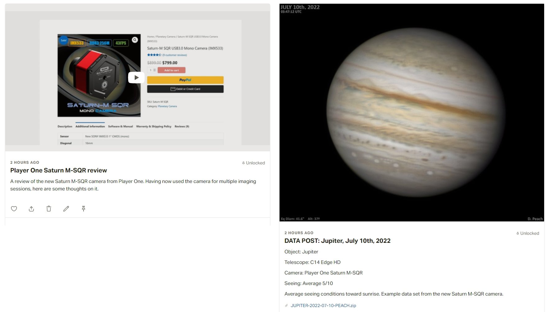Damian Peach: Review the new Saturn-M SQR camera